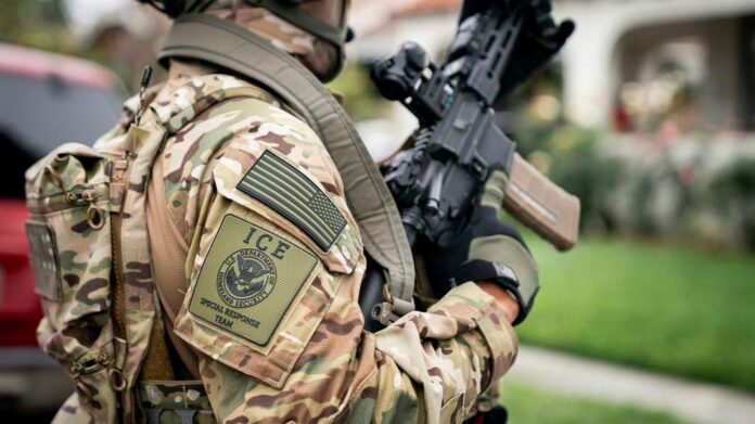 An ICE Special Response Team officer stands during an enforcement operation in Los Angeles on June 12, 2025. Photo: Tia Dufour / U.S. Department of Homeland Security / Public Domain